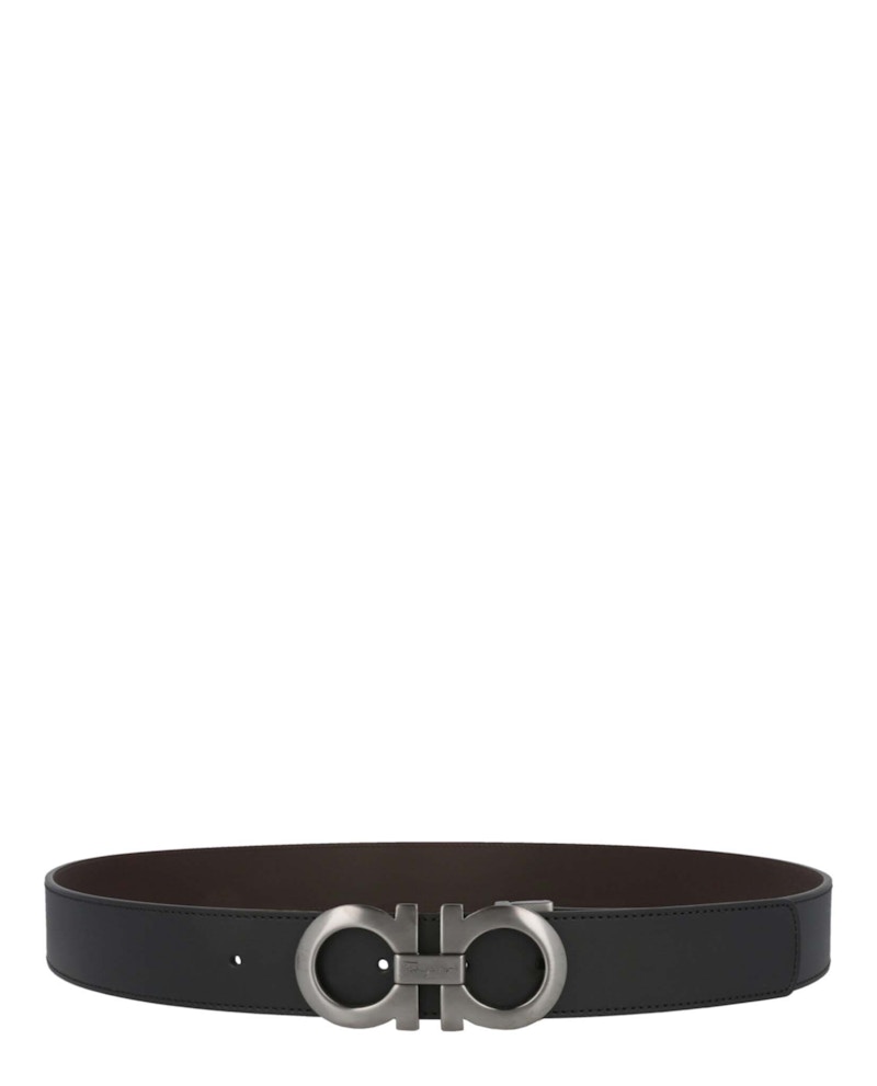Ferragamo Gancini Leather Belt Black