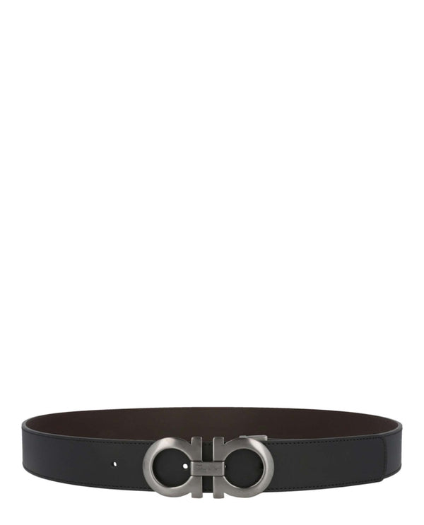 Ferragamo Gancini Leather Belt Black