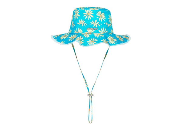 Jacquemus Le Bob Artichaut Large Brim Bucket Hat Green Blue Flowers