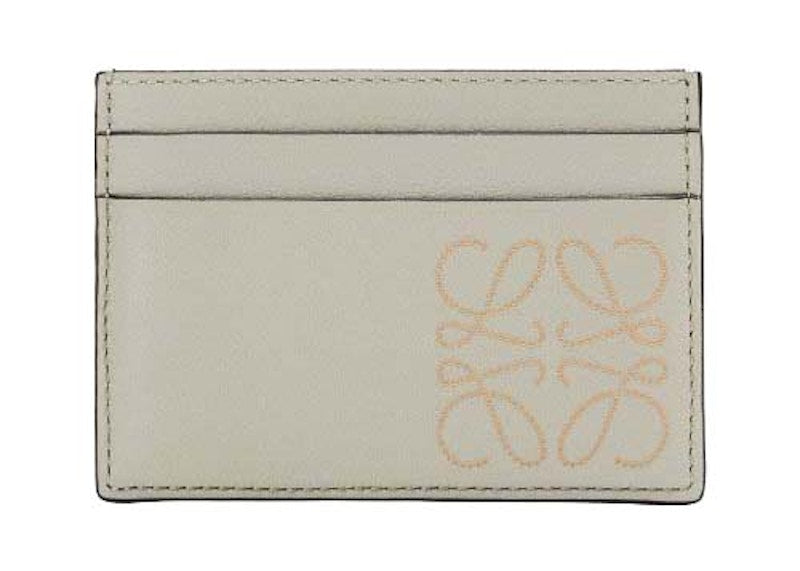 Anagram Leather Card Case Light Green/Dark Gold