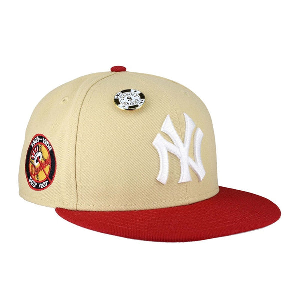 New Era New York Yankees Vegas Gold Collection 50th Year Patch 59Fifty Fitted Hat Tan/Grey