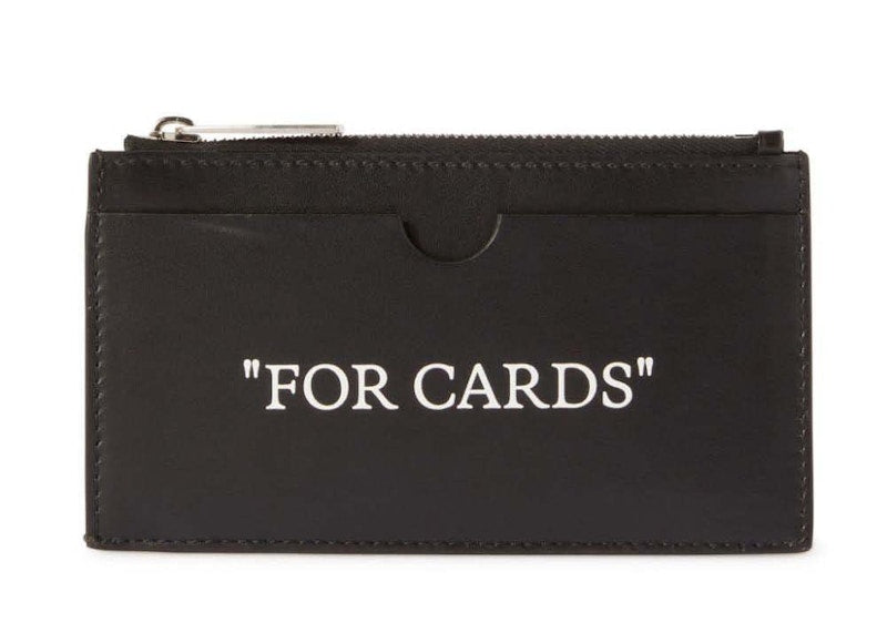 Quote-Print Leather Cardholder Black
