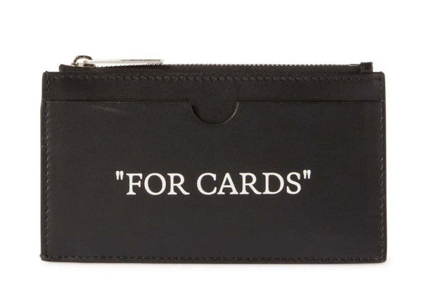 Quote-Print Leather Cardholder Black