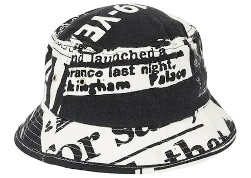 Palace Tabloid Denim Bucket Hat Black