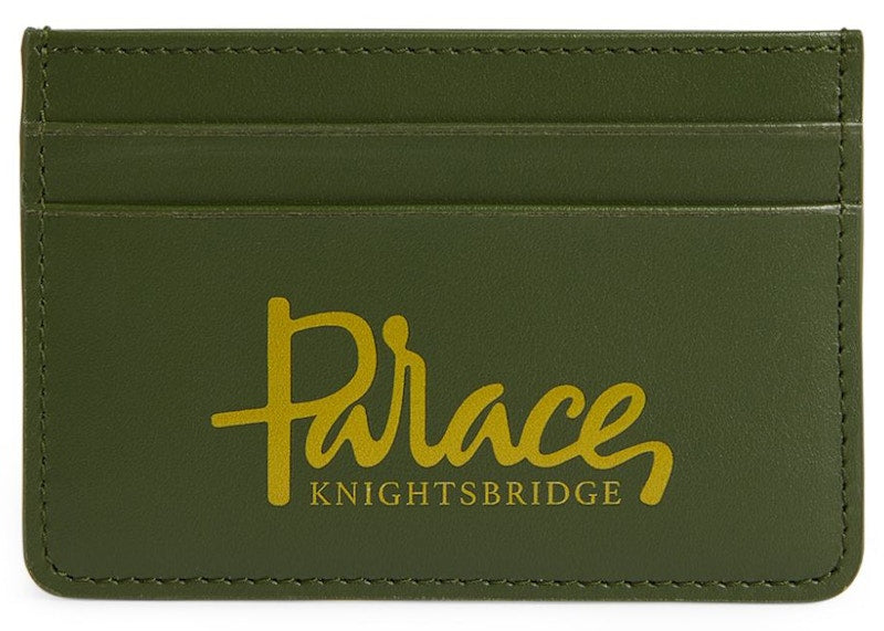 x Harrods Leather Logo Card Holder Green