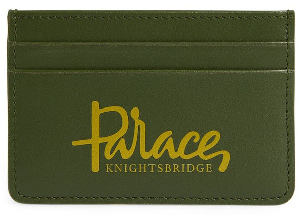 x Harrods Leather Logo Card Holder Green