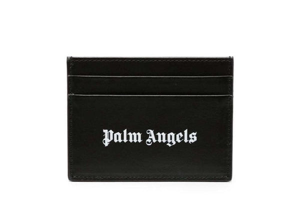 Logo-Print Leather Card Holder Black