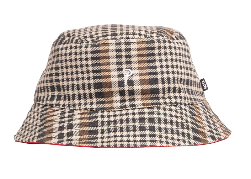 Patta Reversible Bucket Hat Glen Check High Risk Red