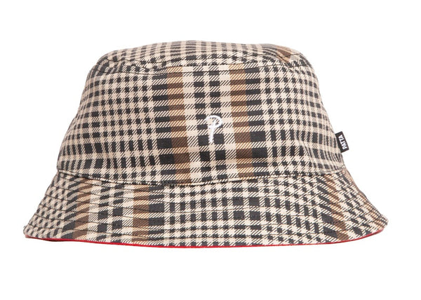 Patta Reversible Bucket Hat Glen Check High Risk Red