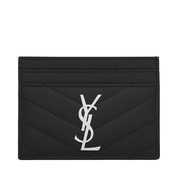 Card Case Matelasse Grain de Poudre Silver-tone Black