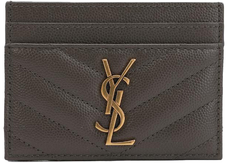 Card Case Monogram Grain De Poudre Pebble Grey