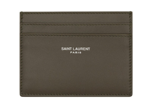 Embossed Saint Laurent Paris Signature Card Holder Light Musk