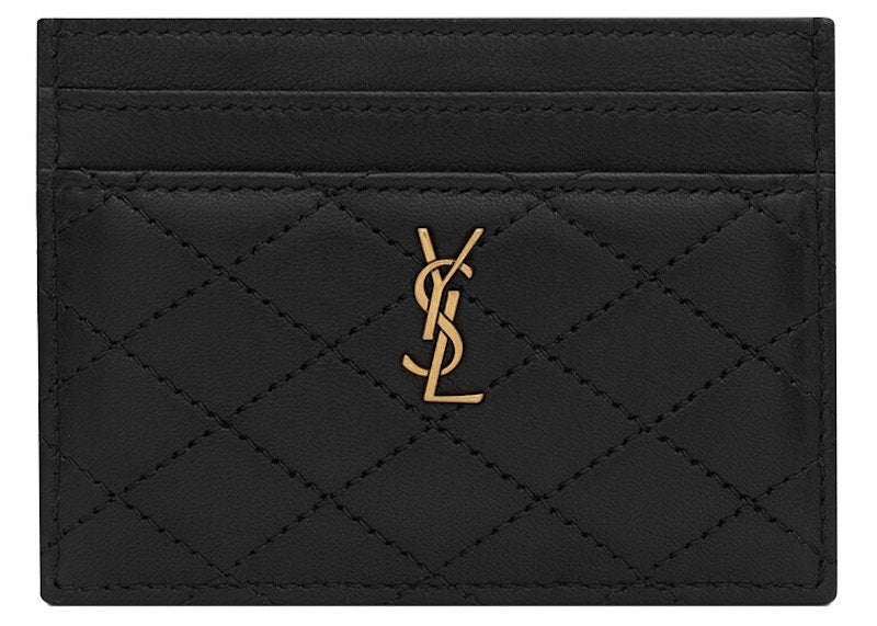 Gaby Card Case In Quilted Lambskin Noir