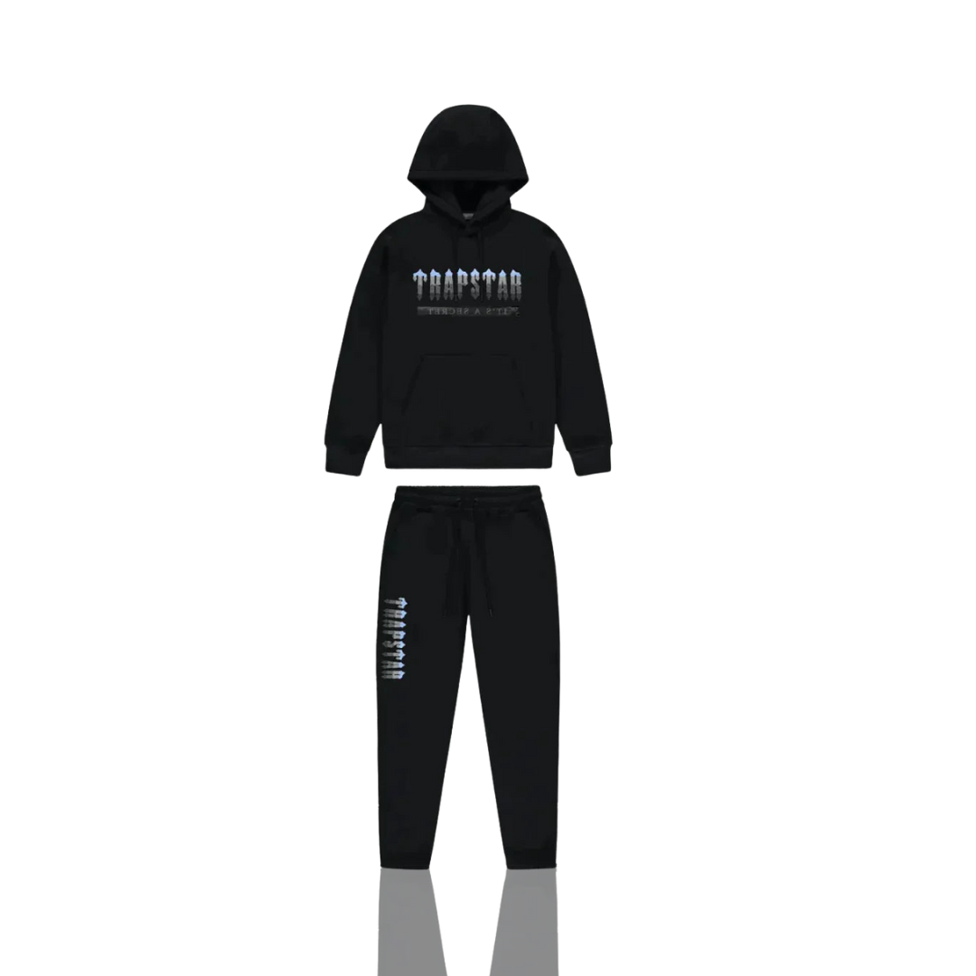 Black & Ice Blue Chenille Decoded 2.0 Hooded Tracksuit