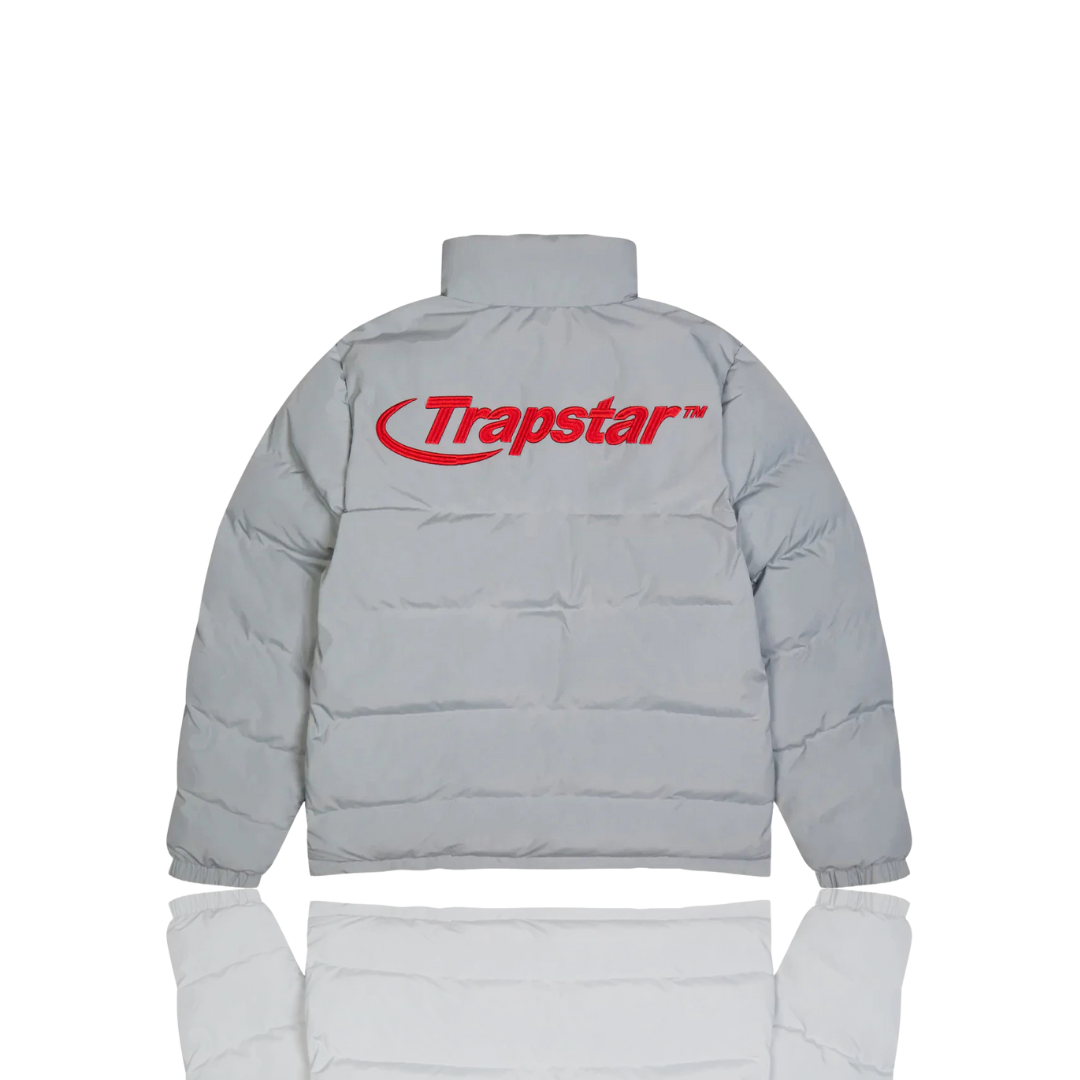 Light Grey and Red Hyperdrive Puffer Jacket