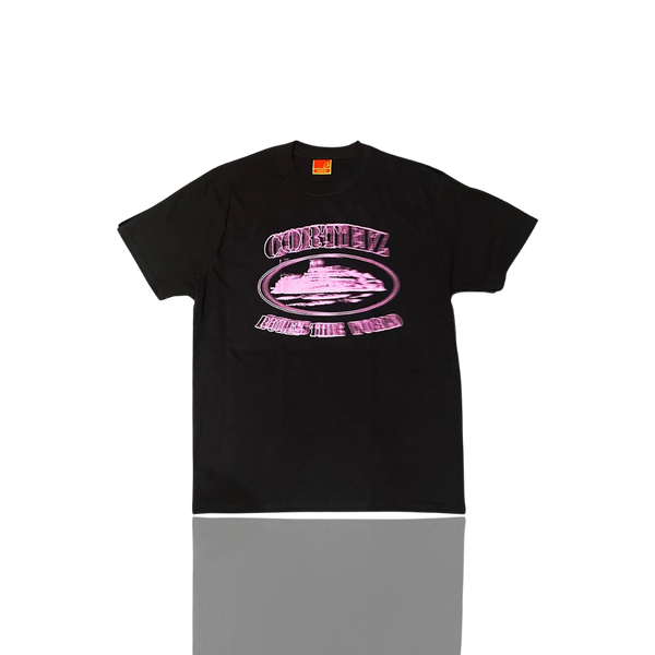 BLACK & POWDER PINK CORTEIZ ALCATRAZ BLUR T SHIRT