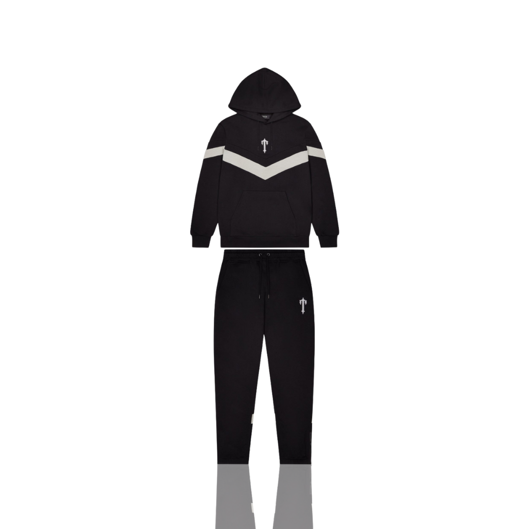 Black & Grey V Stripe Tracksuit