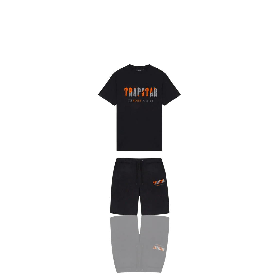 Black & Orange Chenille Decoded Short Set