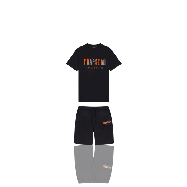 Black & Orange Chenille Decoded Short Set