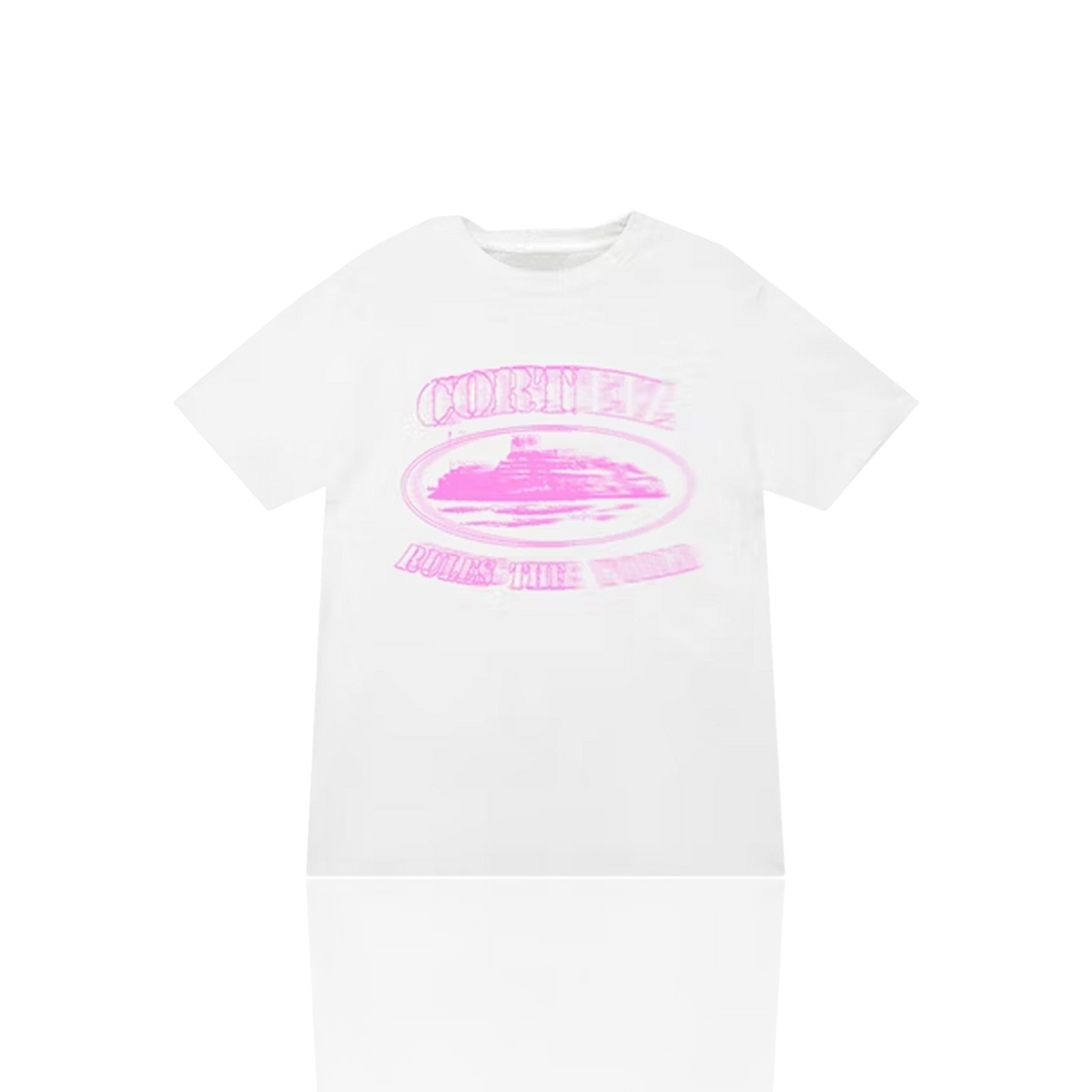 WHITE & POWDER PINK ALCATRAZ BLUR T SHIRT