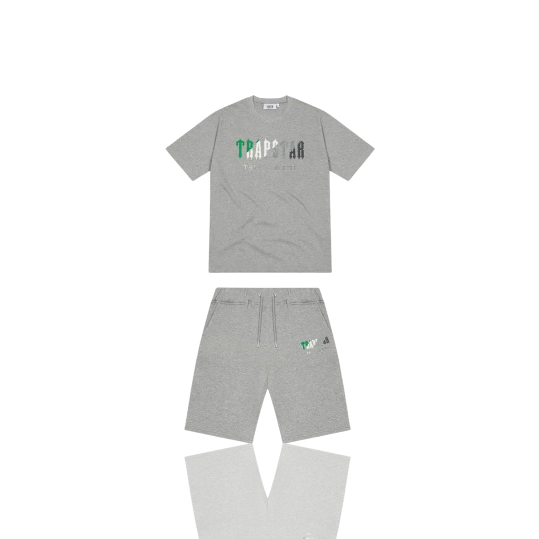 Grey & Green Chenille Decoded Short Set