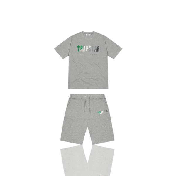 Grey & Green Chenille Decoded Short Set