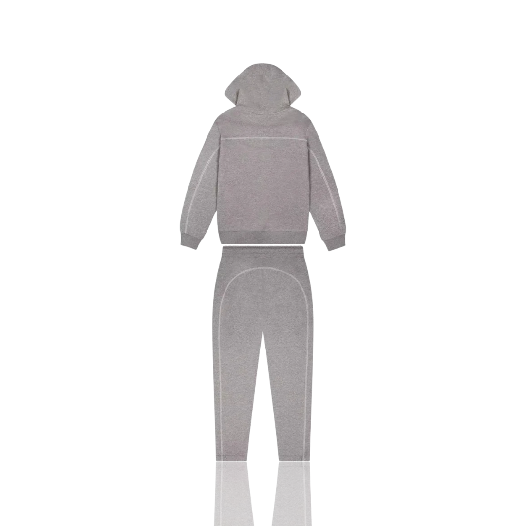 Grey & Sea Blue Arch Chenille Hooded Tracksuit