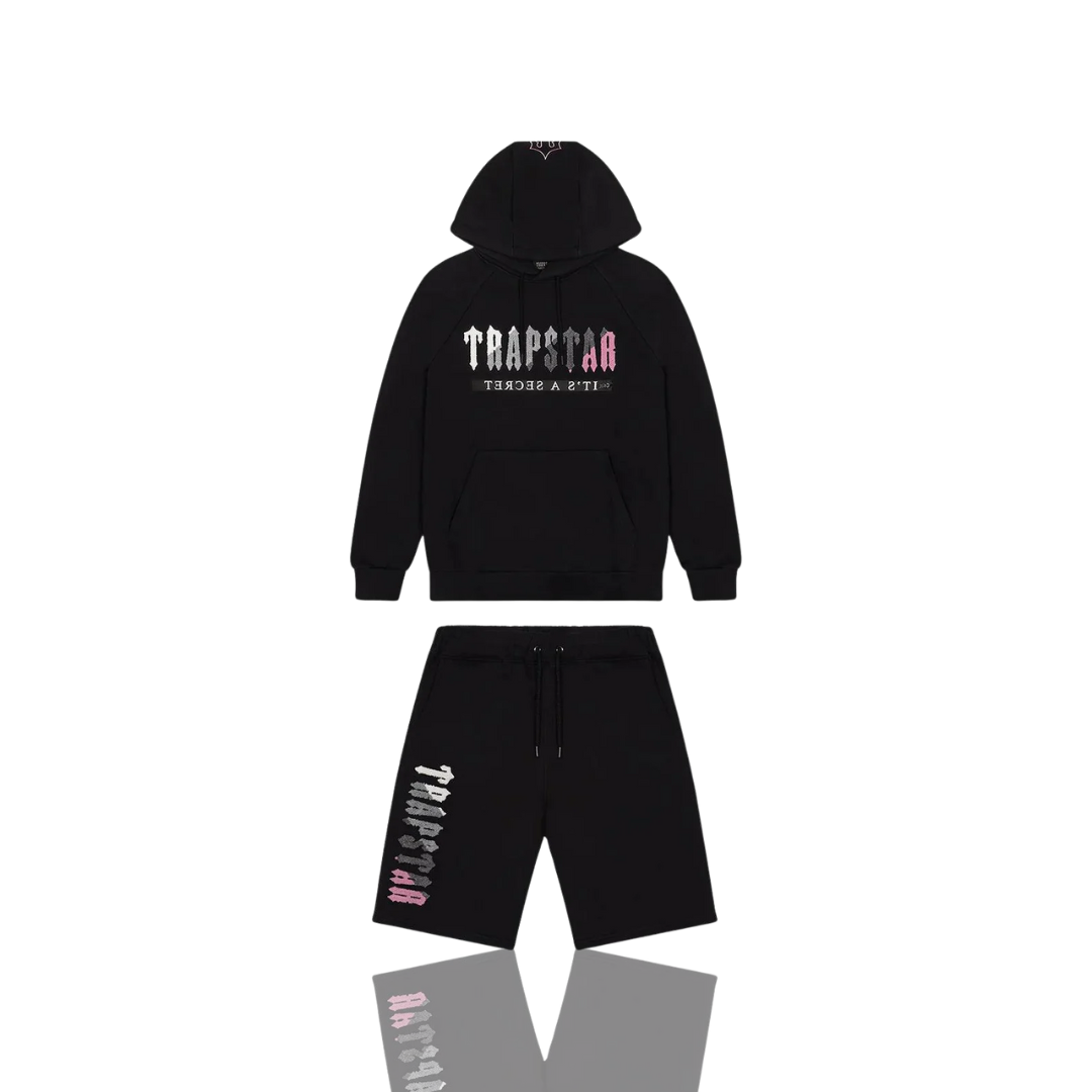 Black & Pink Chenille Decoded 2.0 Hooded Short Set