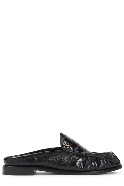 Saint Laurent Logo Plaque Slip-On Flat Shoes