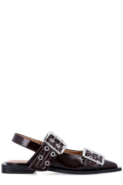 Ganni Pointed Toe Buckle Ballerinas