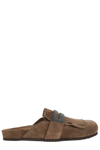 Brunello Cucinelli Embellished Round-Toe Mules
