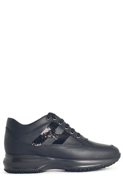 Hogan Interactive Sequin-Panel Lace-Up Trainers