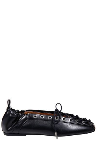 Ganni Square-Toe Lace-Up Balleina Shoes
